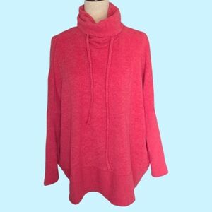 Zenana NWOT Pink Turtleneck Tunic Sweater –Soft Hacci Knit– Dolman Sleeve– S/M